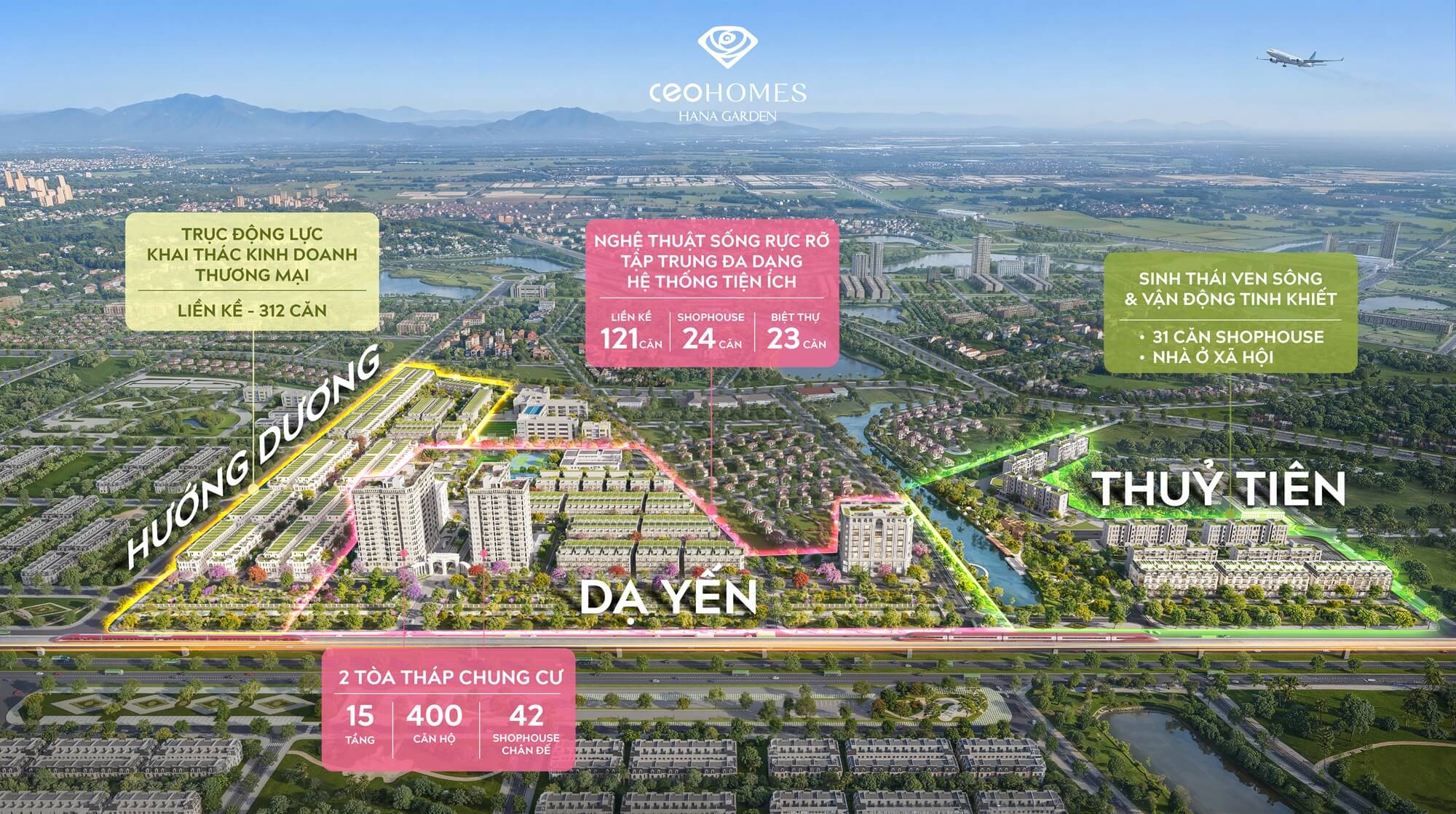 mặt bằng phân khu dự án ceohomes hana garden mê linh