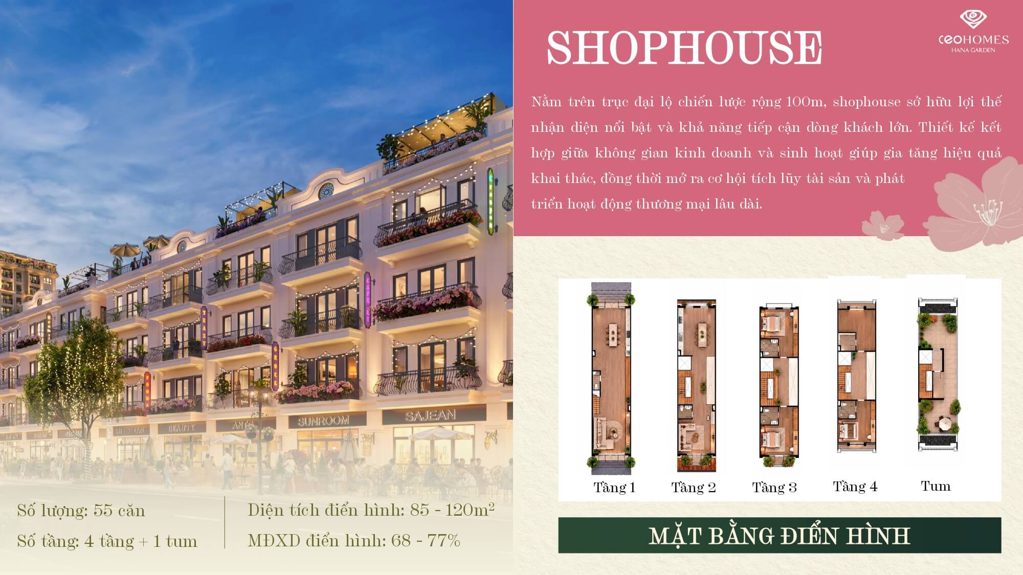 shophouse ceohomes hana garden mê linh