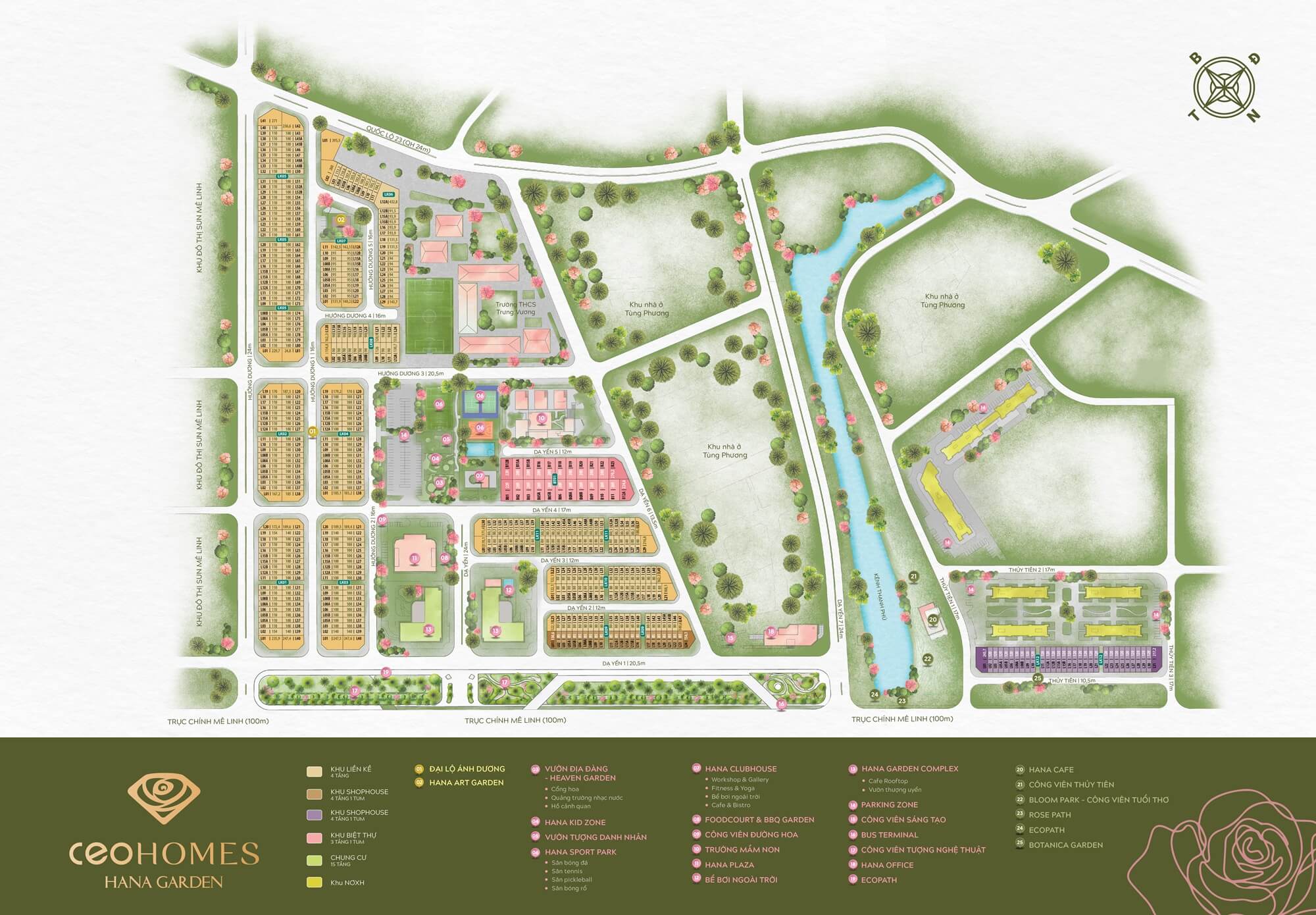 tiện ích dự án ceohomes hana garden mê linh