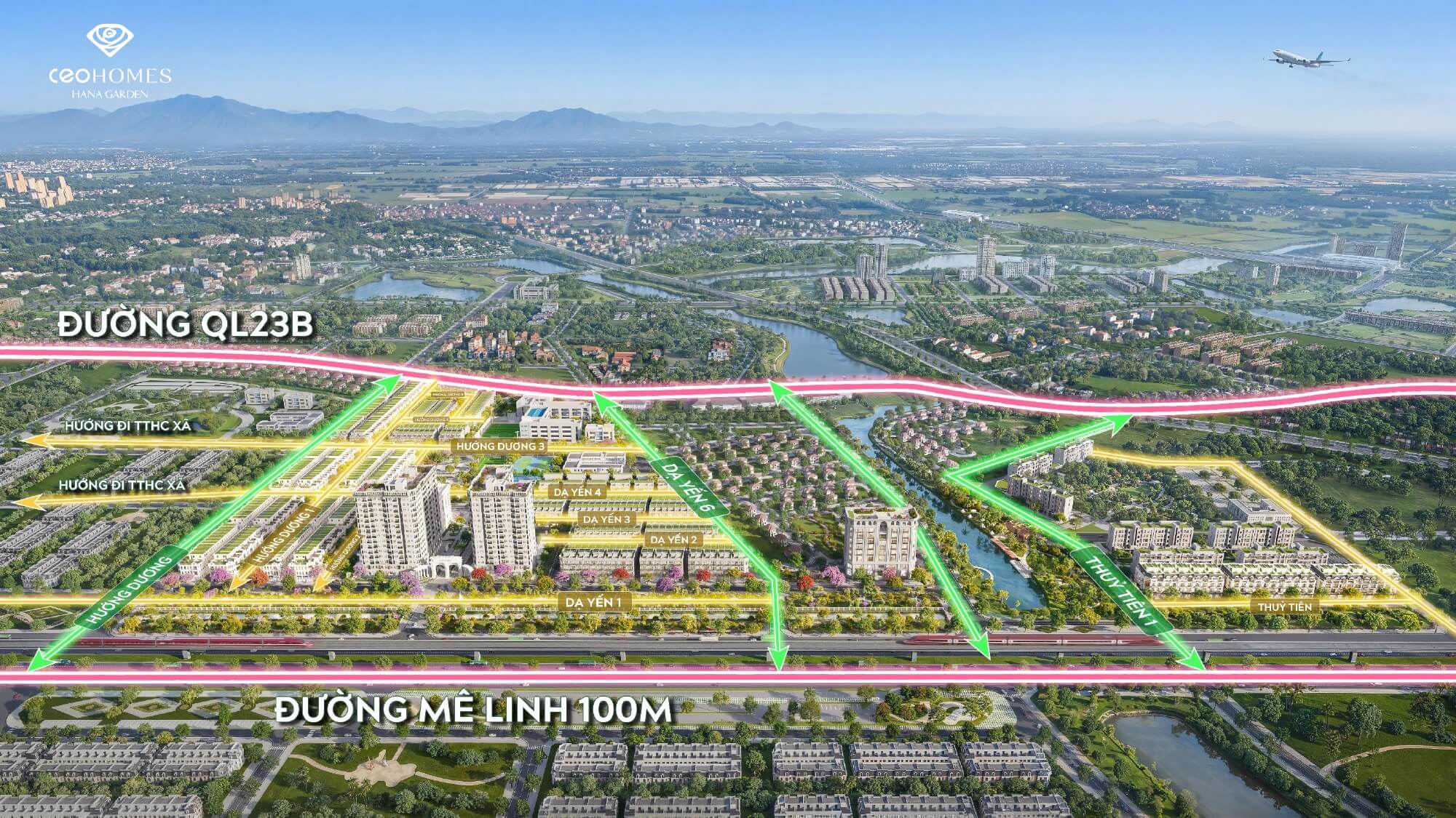 vị trí dự án ceohomes hana garden mê linh